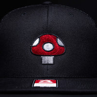 Mushroom Hat (Red) - Black Flatbill Trucker Hat