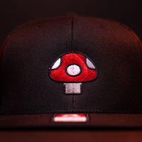 Mushroom Hat (Red) - Black Flatbill Trucker Hat