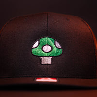 Mushroom Hat (Green) - Black Flatbill Trucker Hat