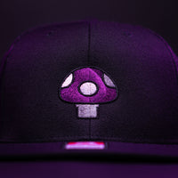 Mushroom Hat (Purple) - Black Flatbill Trucker Hat