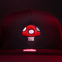 Mushroom Hat (Red) - Black Flatbill Trucker Hat