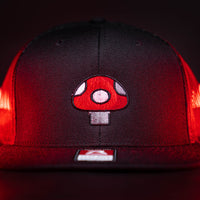 Mushroom Hat (Red) - Black Flatbill Trucker Hat