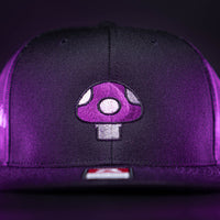 Mushroom Hat (Purple) - Black Flatbill Trucker Hat